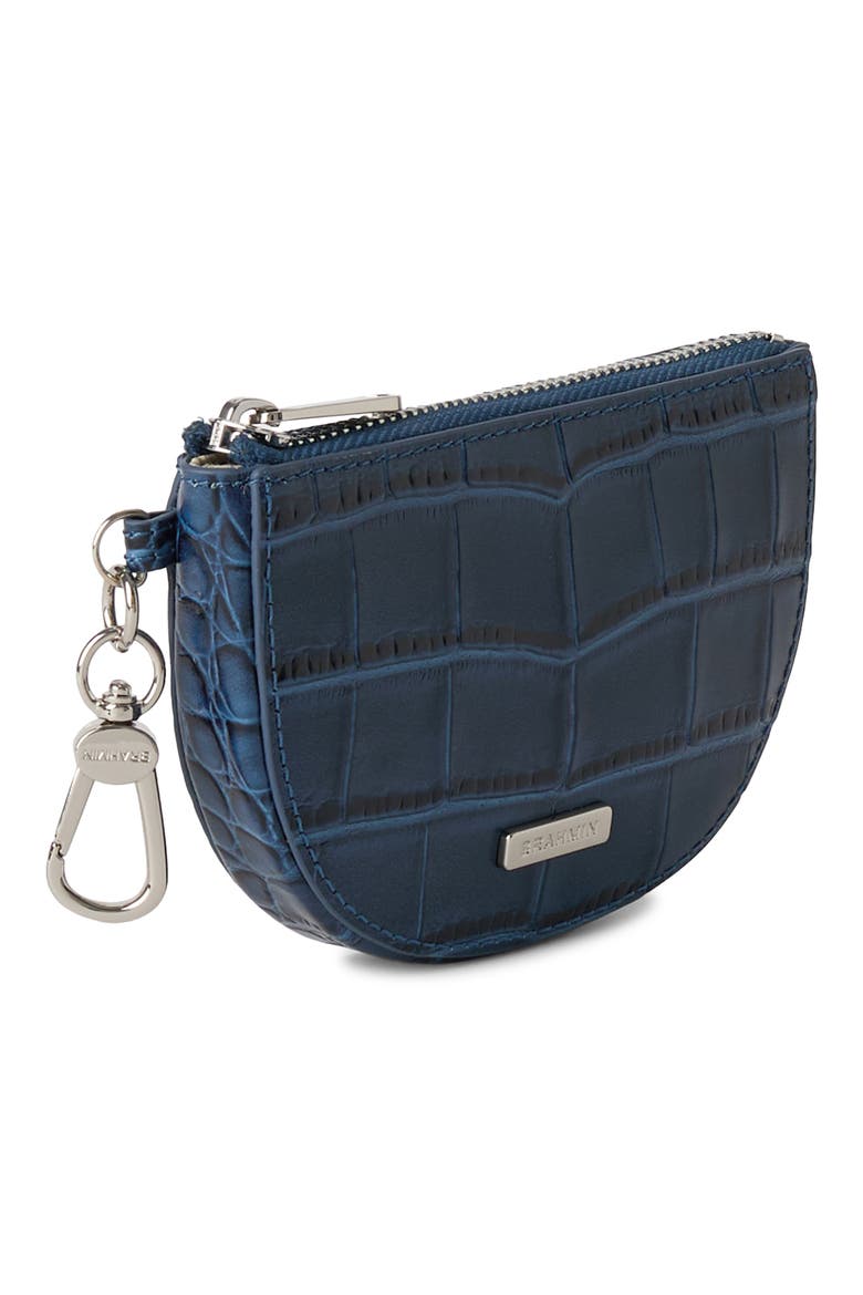 Britt Croc Embossed Leather Coin Pouch, Alternate, color, HEAVENLY BLUE