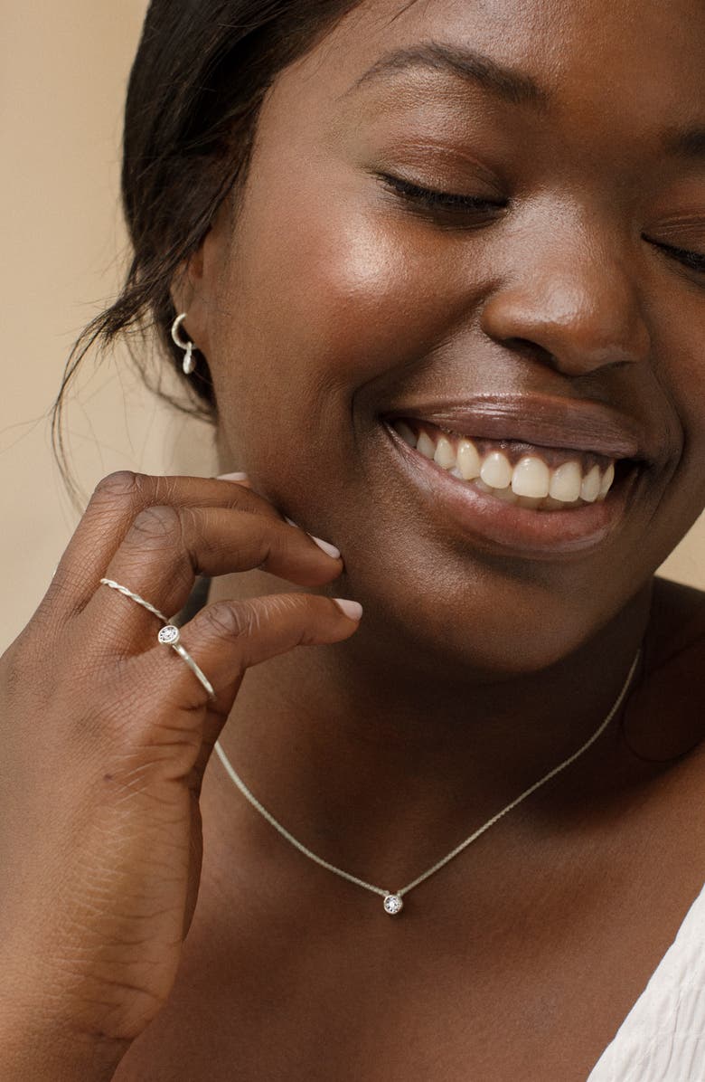 Monica Vinader Diamond Solitaire Pendant Necklace, Alternate, color, Sterling Silver