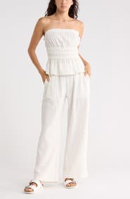 Abound Strapless Ruffle Gauze Top