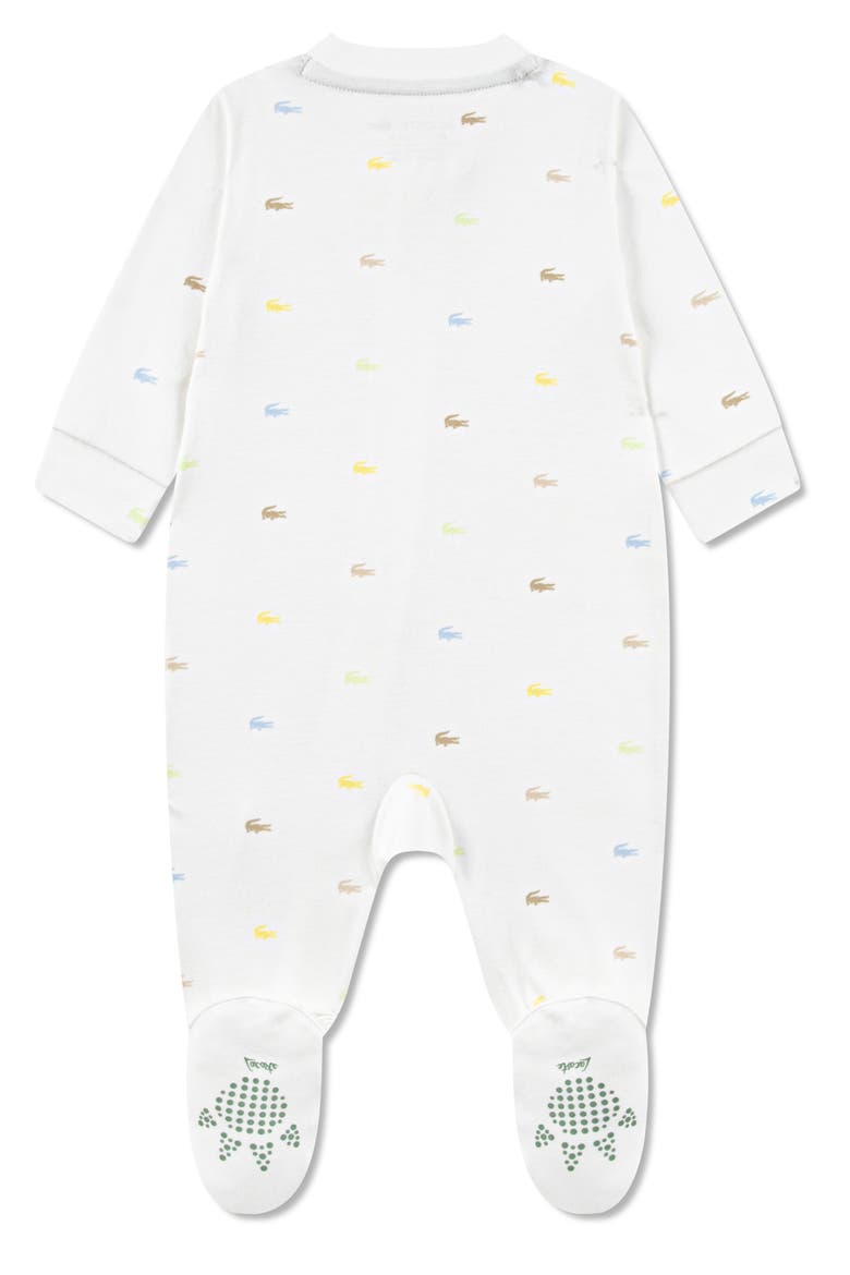 Croco Print Organic Cotton Footie, Alternate, color, BLANC