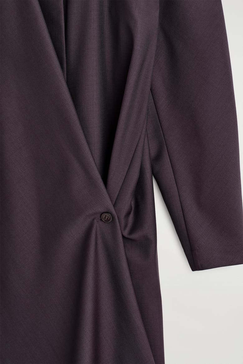 Shawl-Collar Wool Wrap Dress, Alternate, color, PURPLE