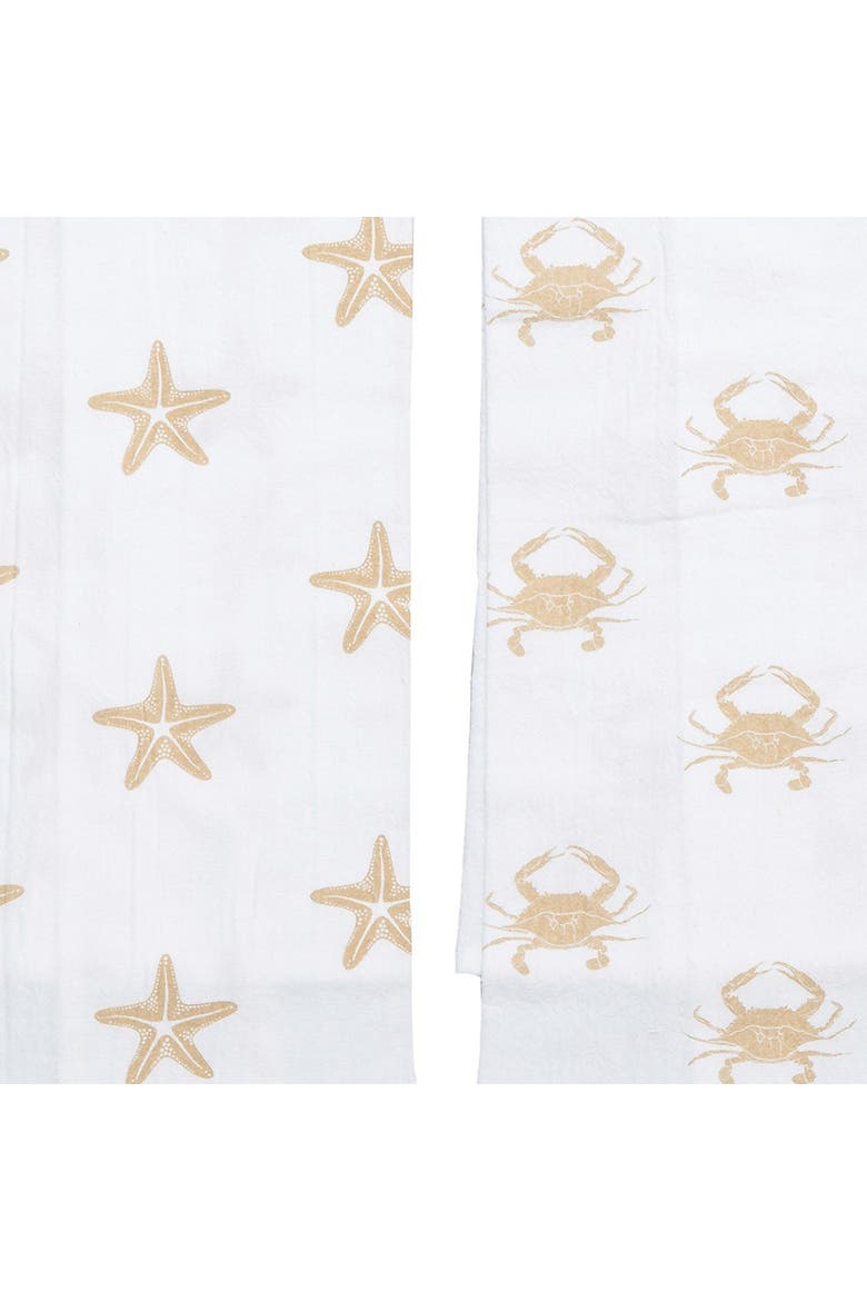 Seaside Splendor Printed Cotton Flour Sack Kitchen Towel Set of 3 Decor, Alternate, color, White