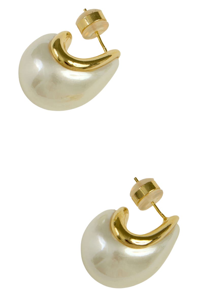 Teardrop imitation Pearl Stud Earrings, Alternate, color, GOLD