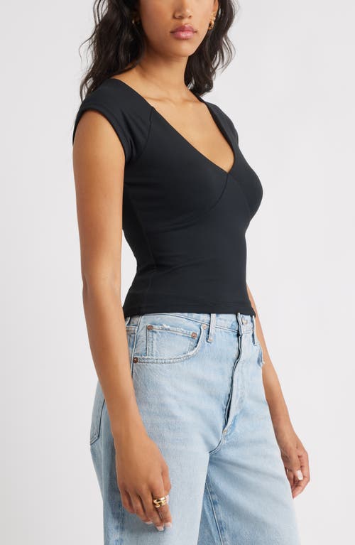Open Edit Cap Sleeve Top In Black