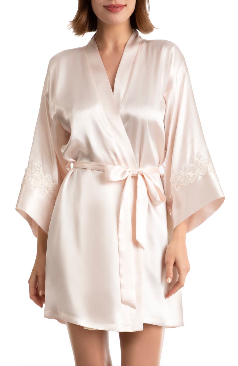 In Bloom by Jonquil Ophelia Lace Trim Satin Wrap, Main, color,