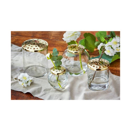 Tag Large Clear Glass Flower Frog Orb Decorative Novelty Vase In White