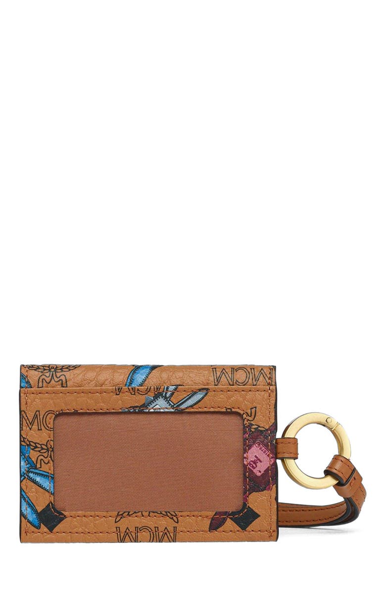 MCM Aren Lanyard ID Wallet in Rabot Visetos, Alternate, color, Cognac