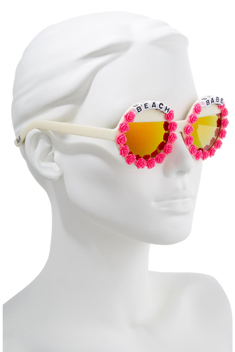 Beach Babe Round Sunglasses, Alternate, color, CREAM/ HOT PINK