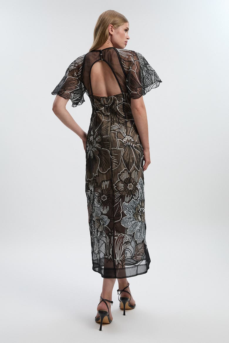 Sequin Organdie Woven Maxi Dress, Alternate, color, Mono