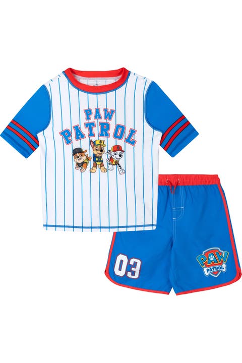 Paw Patrol Swimwear 2-piece Rash Guard And Swim Trunks Set Upf 50+ (toddler, Little Kid & Big Kid)