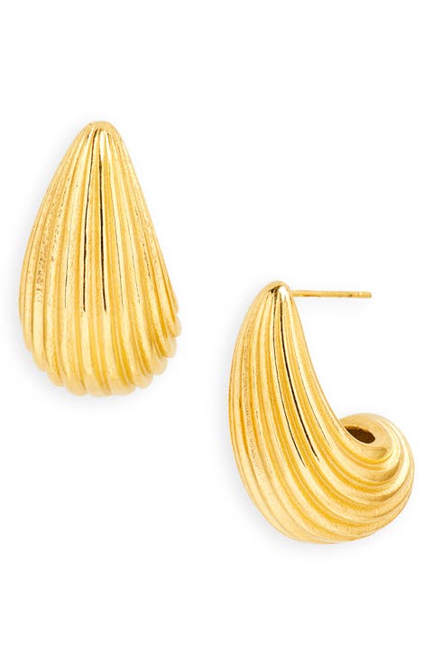 Ribbed Teardrop Huggie Earrings