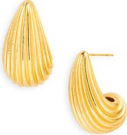 Kenneth Jay Lane Ribbed Teardrop Huggie Earrings