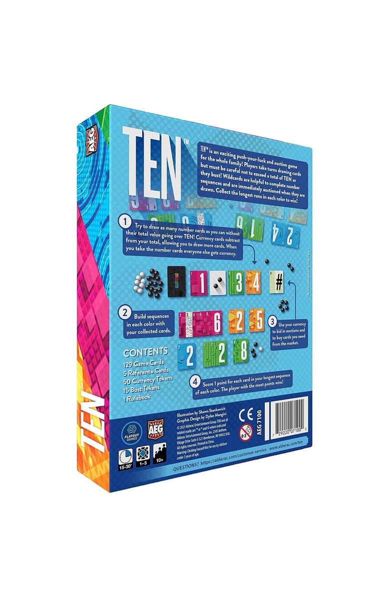 Alderac Entertainment Group (AEG) Ten - Push Your Luck Card Game, Ages 10+, Alternate, color, Multicolored