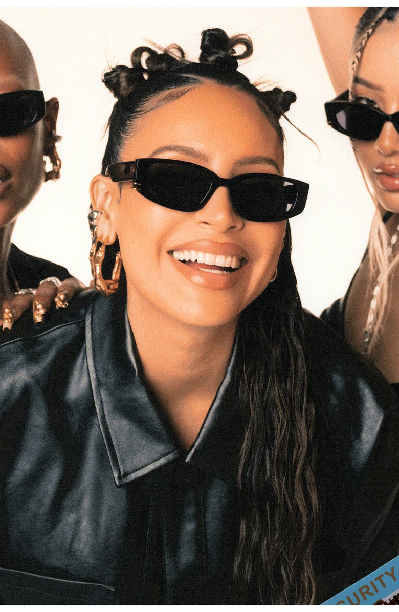 DEZI Cuffed 53mm Square Sunglasses, Alternate, color, Black / Gold Midnight Smoke