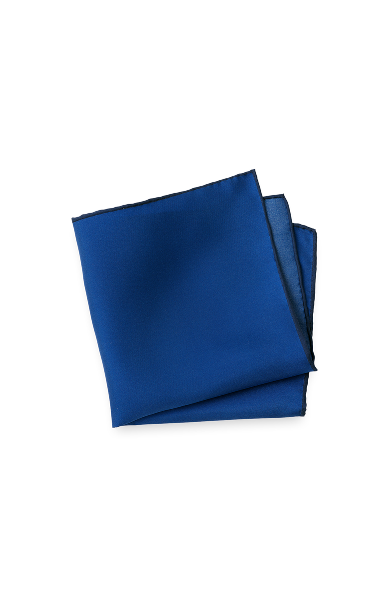 Paul Fredrick Solid Silk Pocket Square, Main, color, Blue