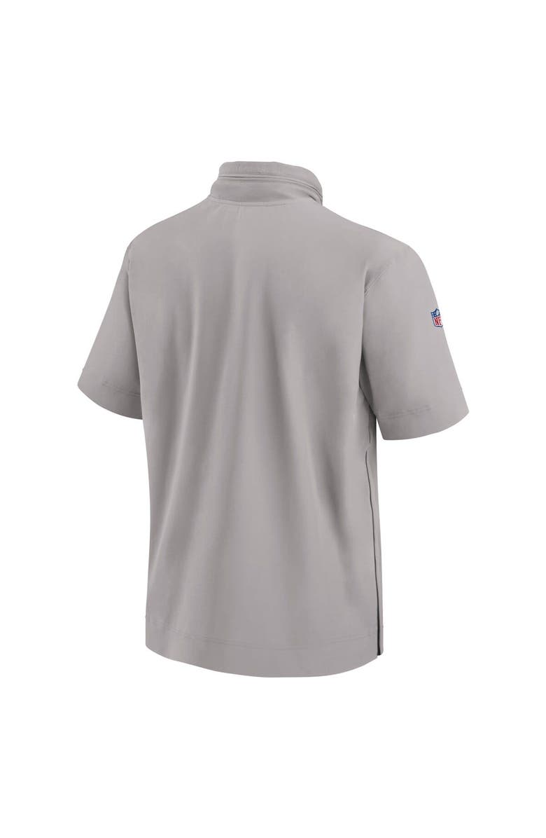 Nike Men's Nike Gray Miami Dolphins 2024 Sideline Coach Short Sleeve Half-Zip Hoodie Jacket, Alternate, color, Gray