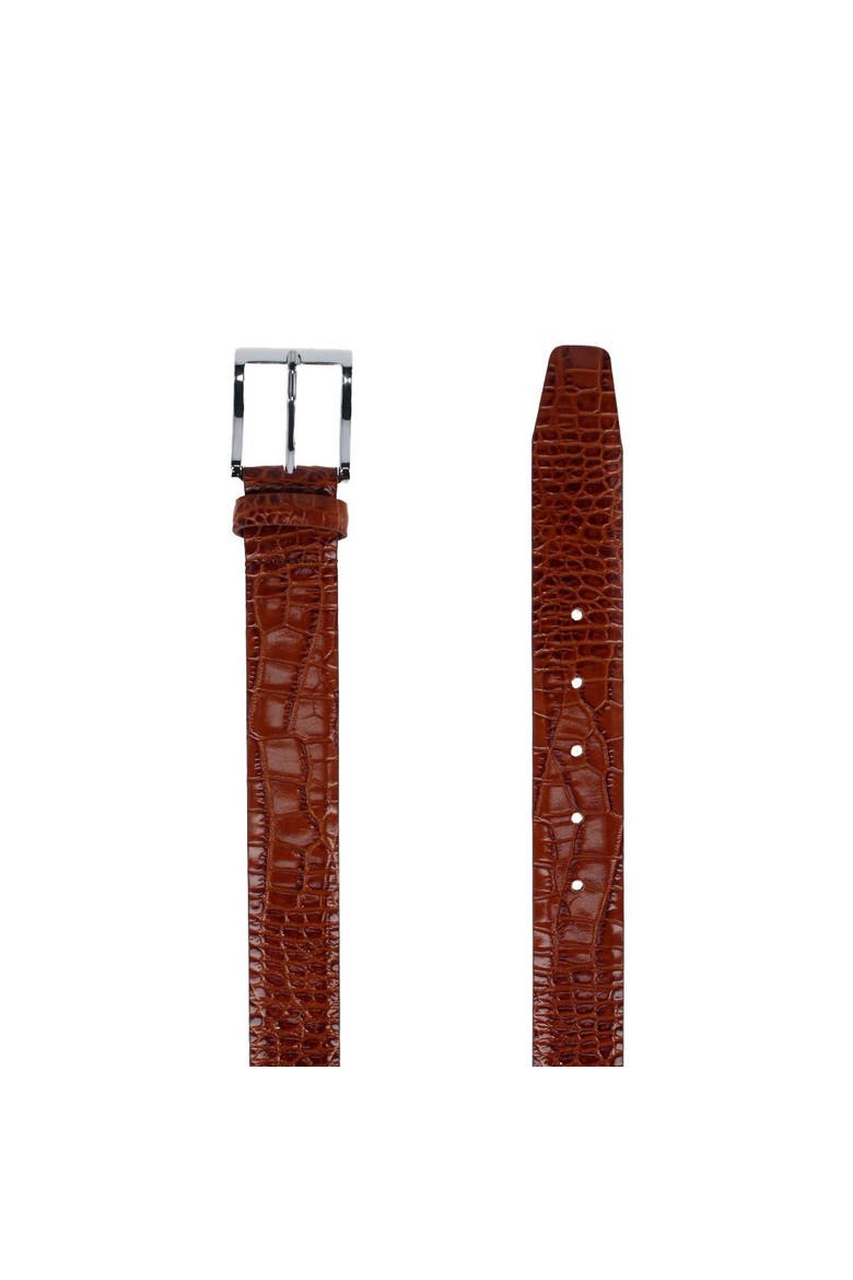 Elias Embossed Gator 35mm Leather Belt, Alternate, color, Chestnut