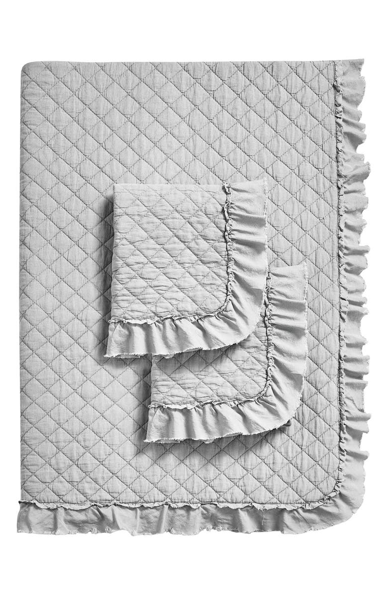 MELANGE HOME Diamond Stitched Ruffle Quilt & Shams Set, Main, color, 