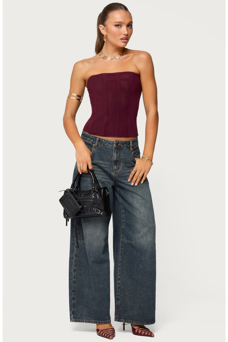 Reed Strapless Mesh Corset Top, Alternate, color, WINE