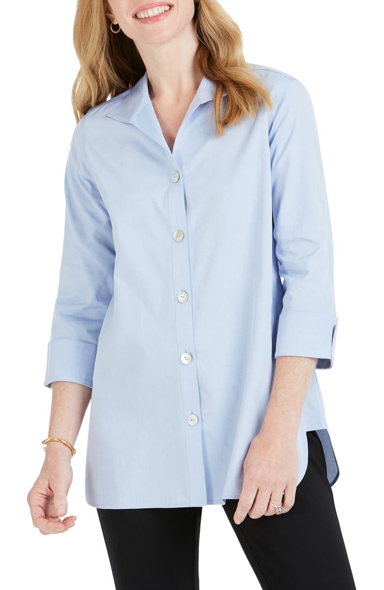 Foxcroft Pandora Non-Iron Cotton Shirt, Main, color, Blue Wave