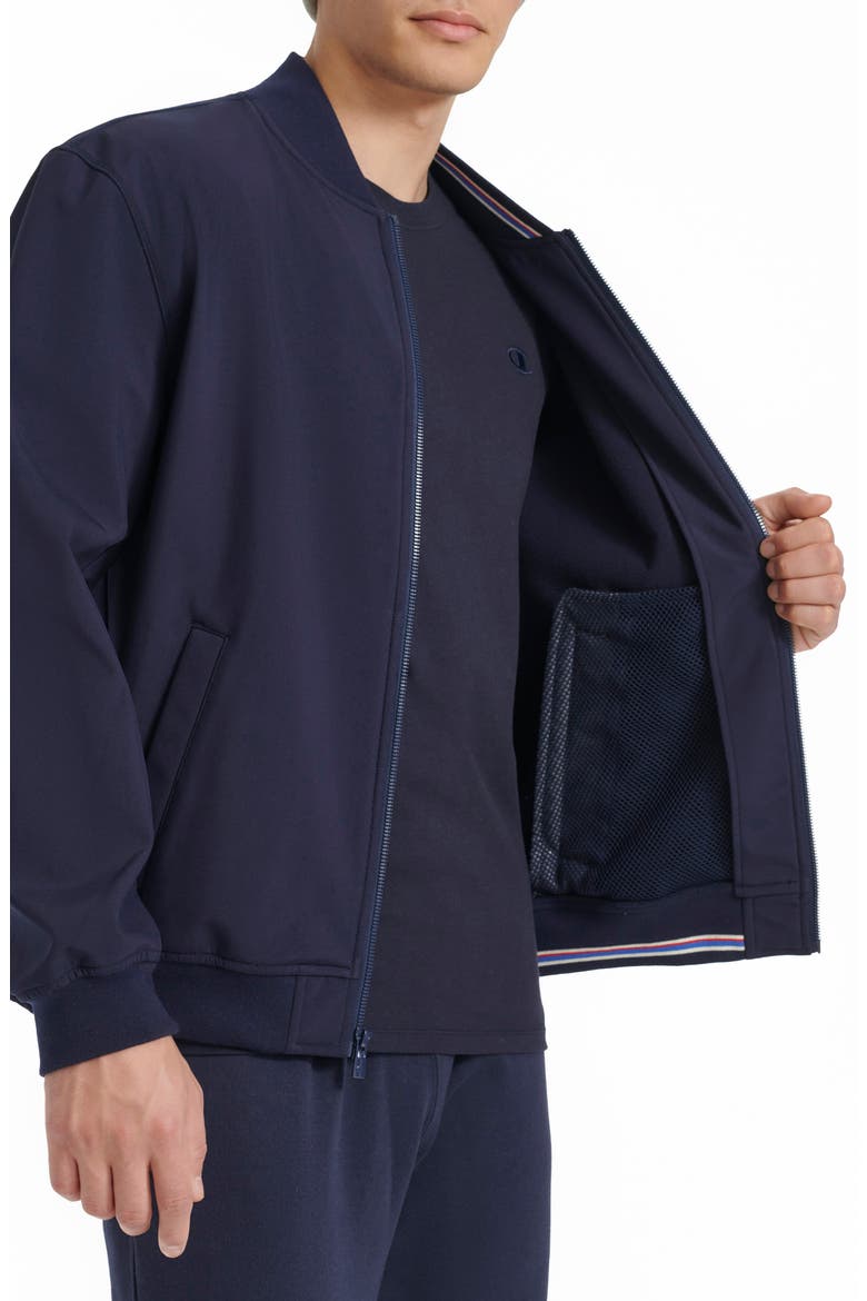 Softshell Varsity Bomber Jacket, Alternate, color, PEACOAT