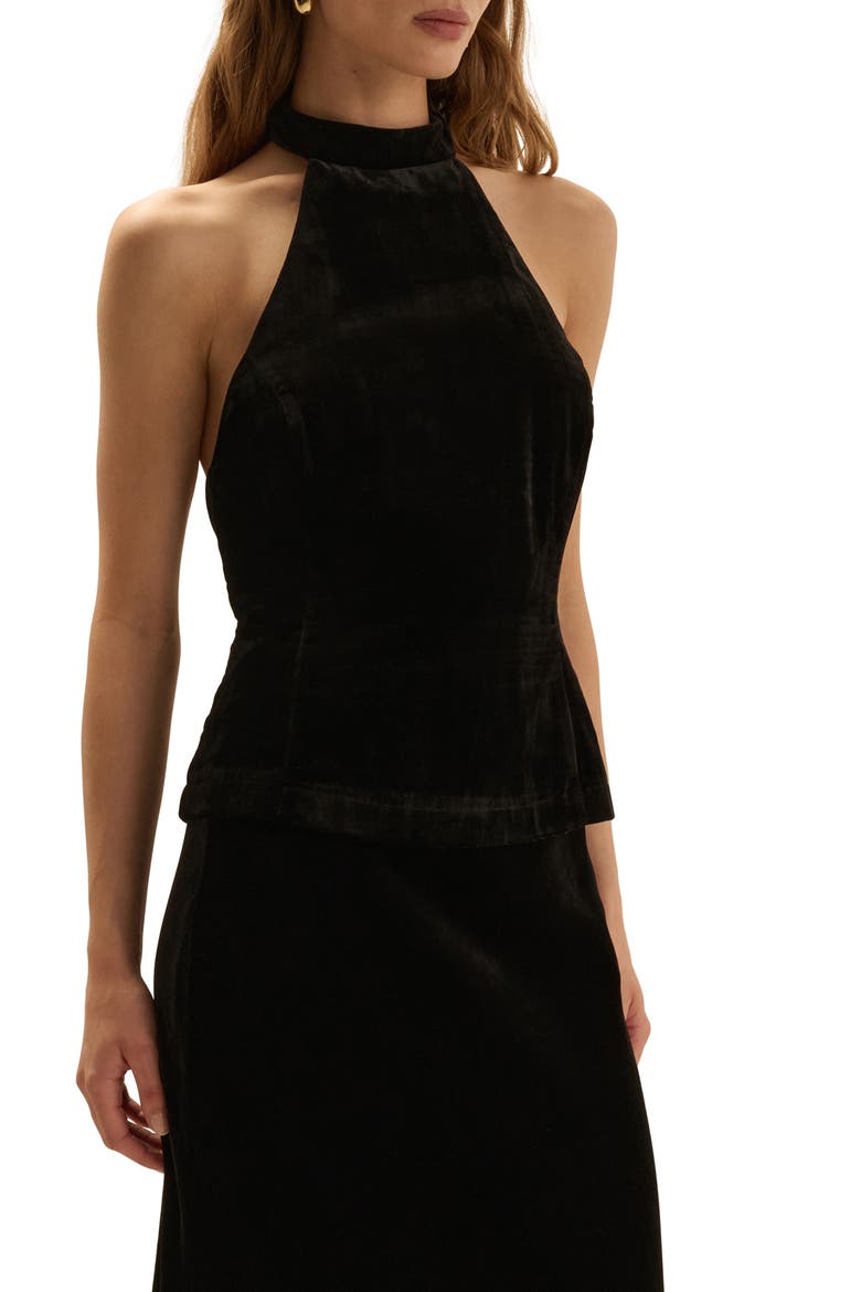 The Velvet Don't Wait Halter Top, Main, color, BLACK