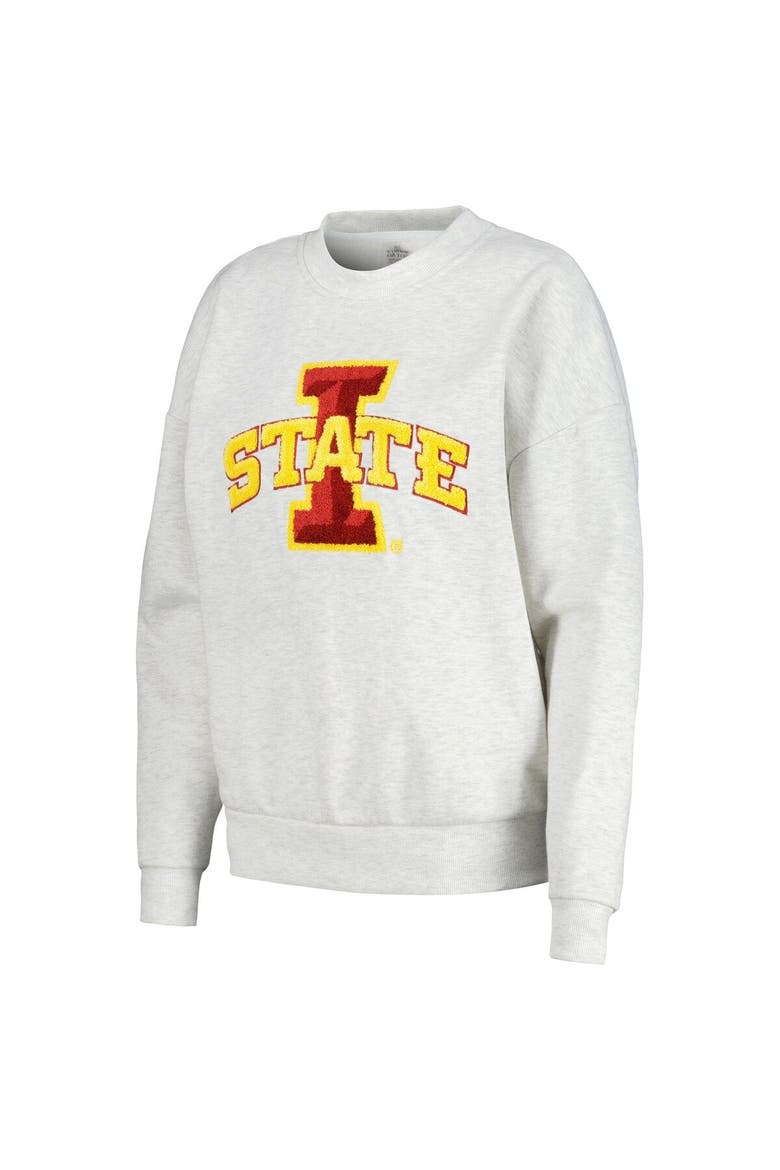 Women's Gameday Couture Ash Iowa State Cyclones Team Effort Pullover Sweatshirt & Shorts Sleep Set, Alternate, color, Ash