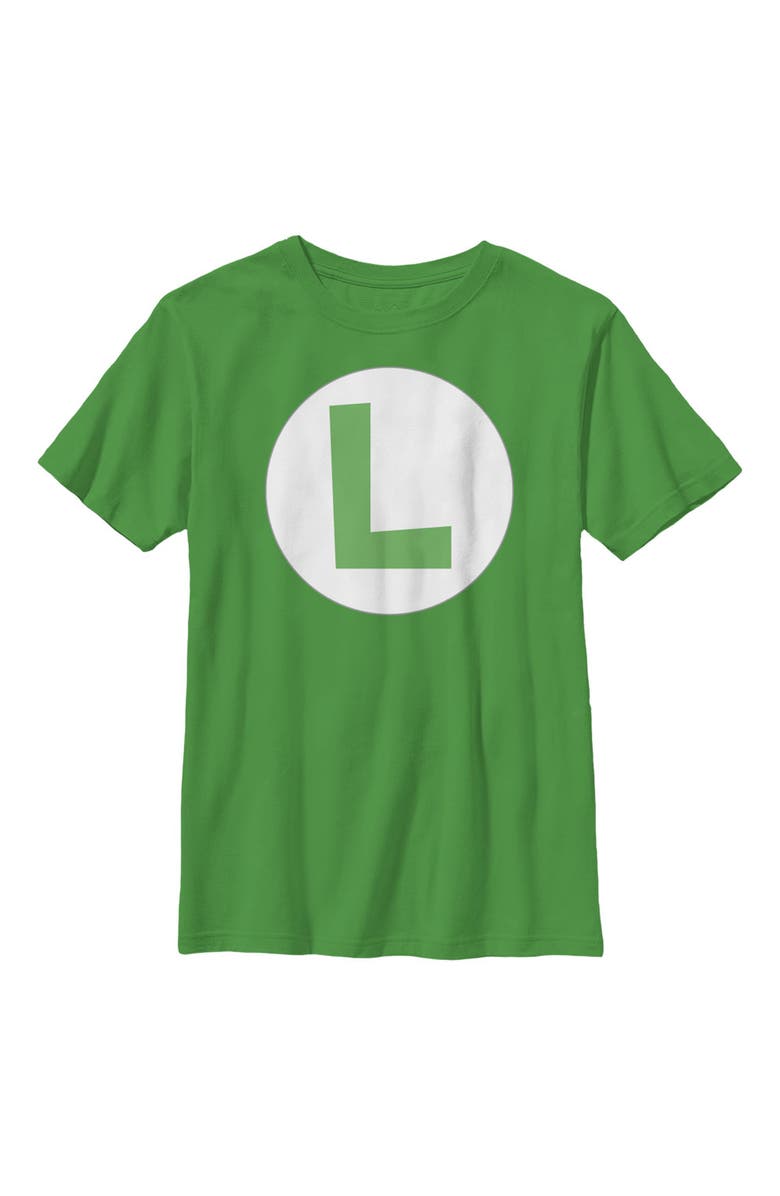 NINTENDO Boy's Nintendo Luigi Circle Icon Graphic T-Shirt, Main, color, Kelly Green
