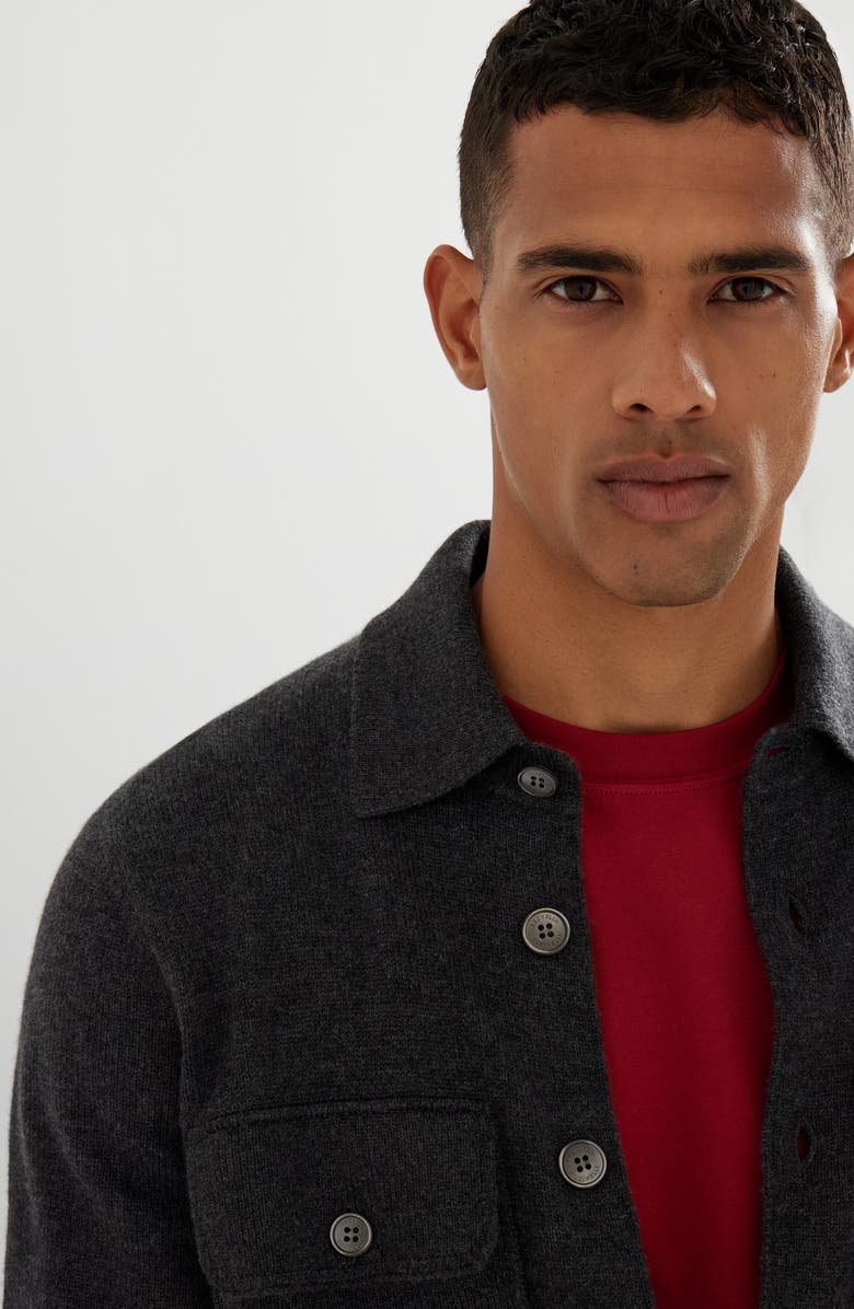 Brunello Cucinelli Shirt-style cardigan, Alternate, color, Charcoal