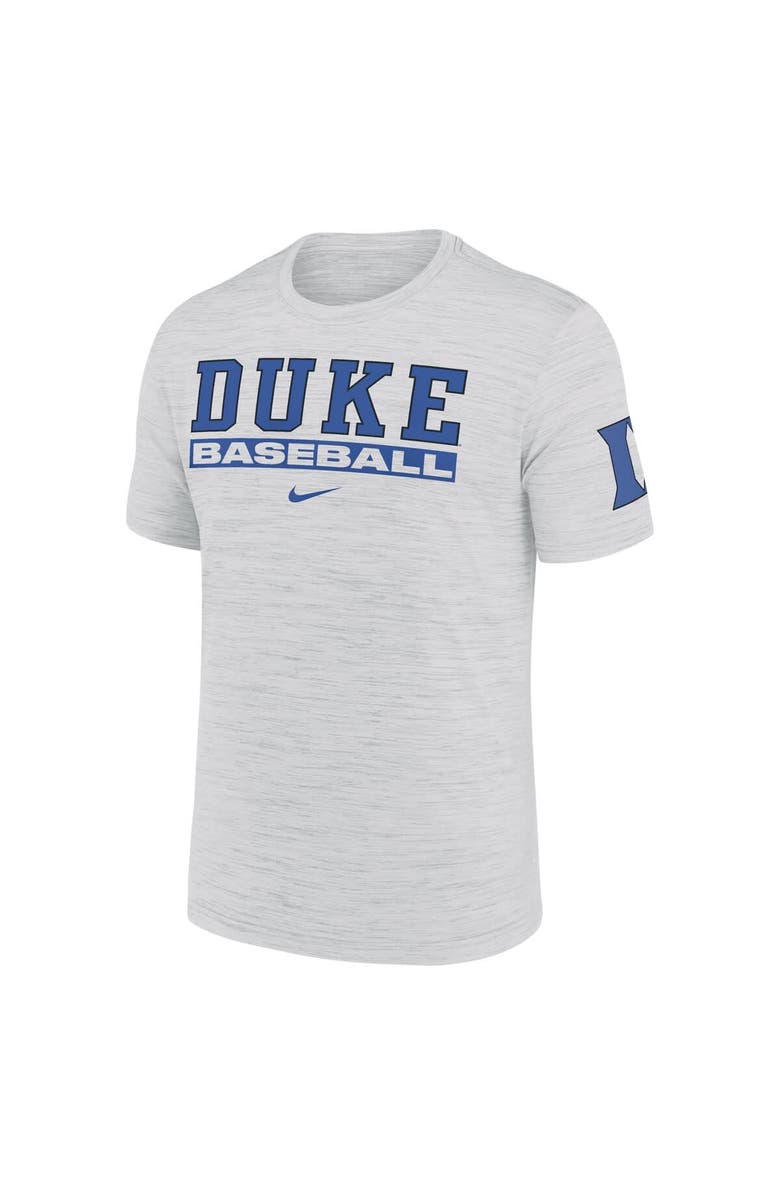 Nike Men's Nike Ash Duke Blue Devils Velocity Baseball Wordmark Stack Performance T-Shirt, Alternate, color, Ash