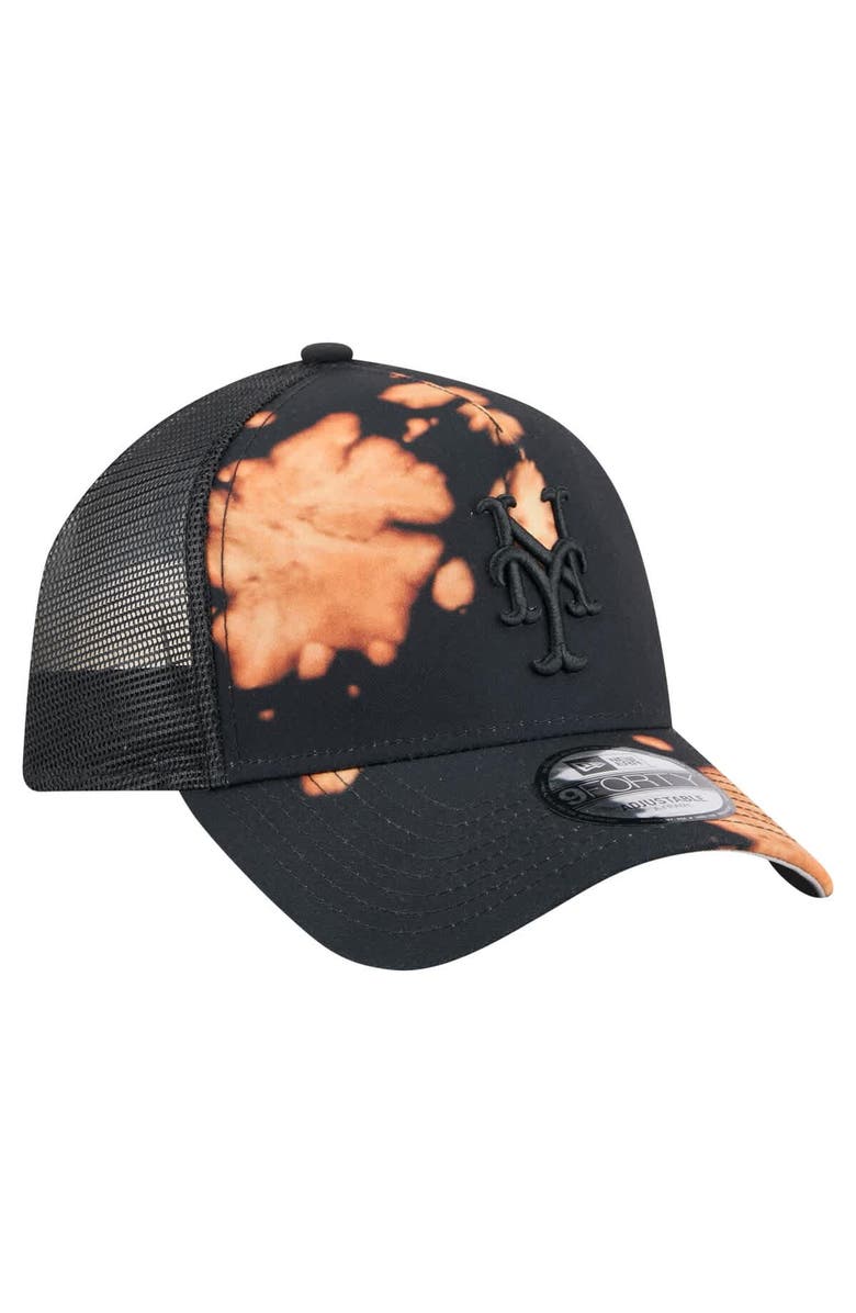 New Era Men's New Era Black New York Mets Bleached A-Frame 9FORTY Adjustable Hat, Alternate, color,