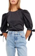 English Factory Bow Banded Puff Sleeve Blouse