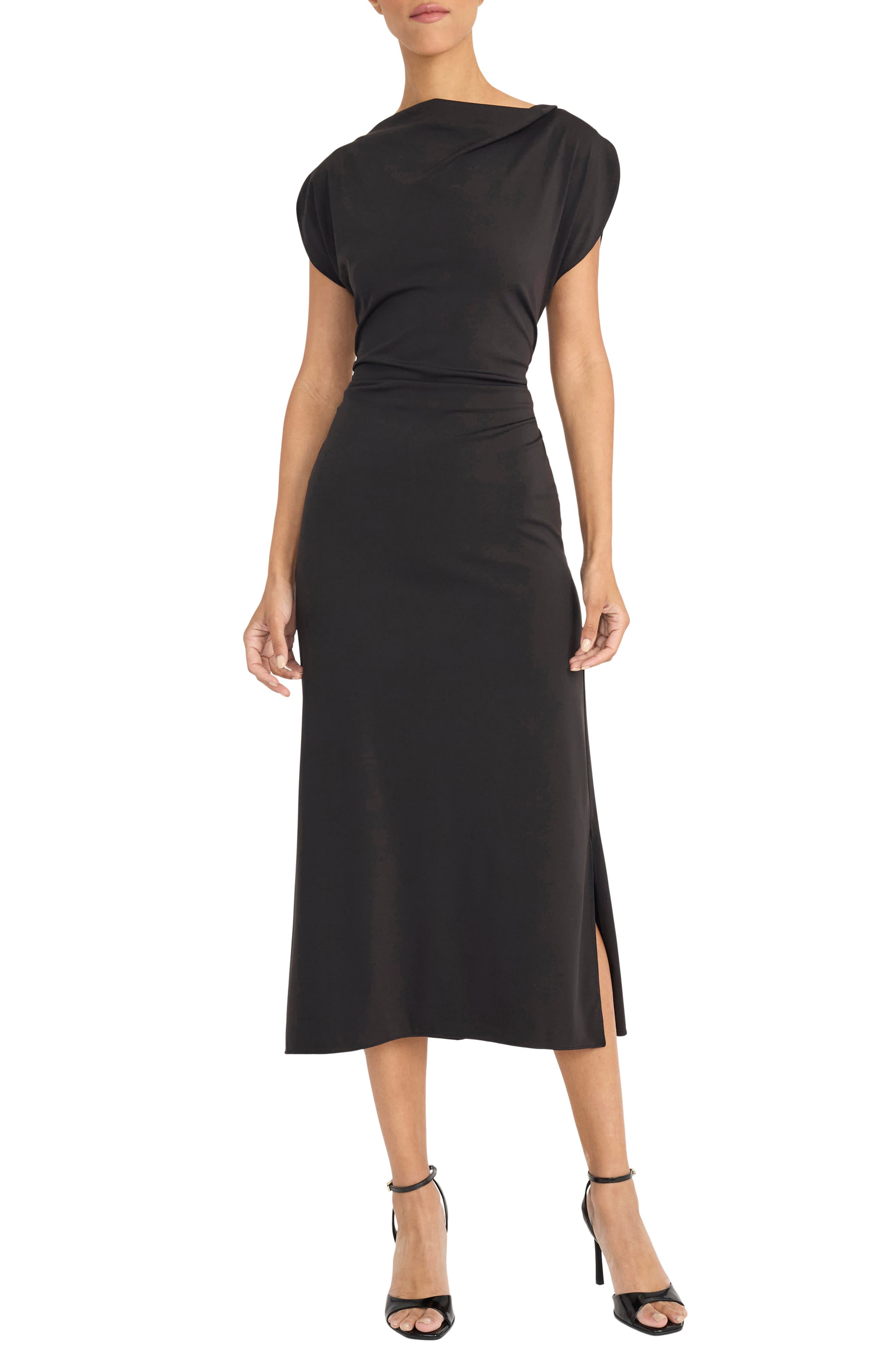 Maggy London Gathered Midi Dress