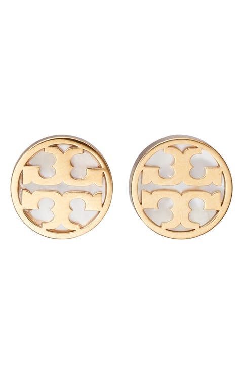 Icon Mother of Pearl Circle Stud Earrings
