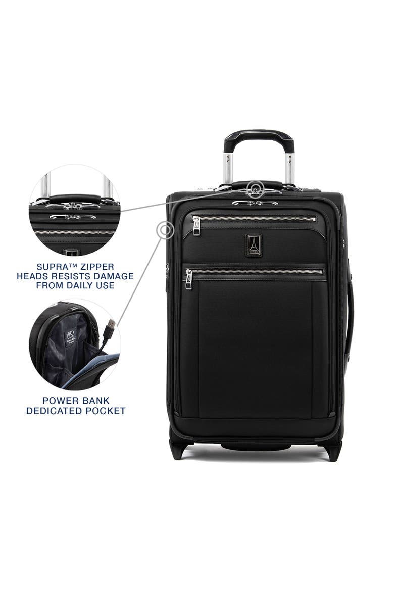Platinum Elite Softside Expandable 22" Upright Carry On Luggage, Alternate, color, Shadow Black