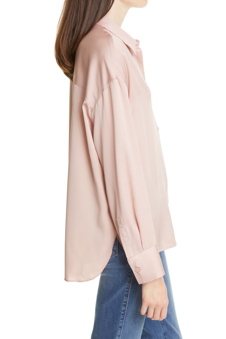 Relaxed Stretch Silk Shirt, Alternate, color, PINK ADOBE