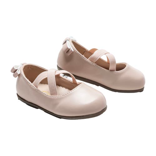 Tulleen Charmed Cross Banded Ribbon Flats In Powder Pink