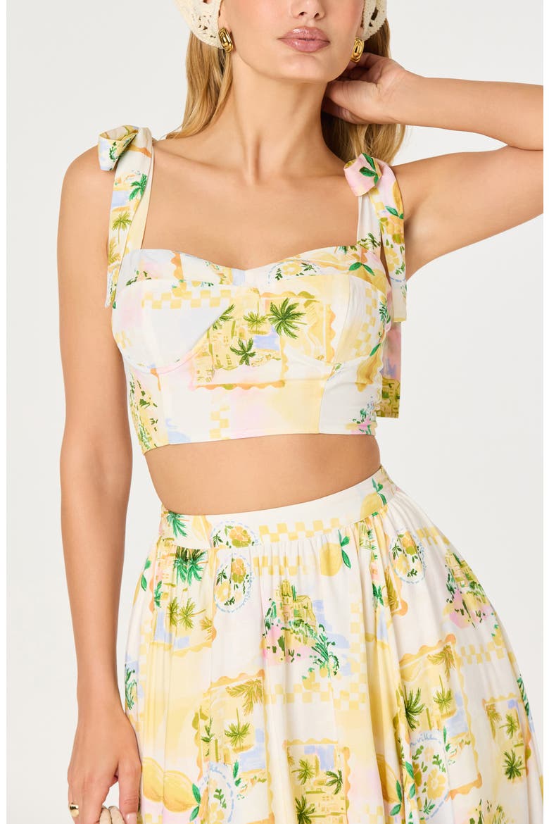 Kaleigh Tropical Print Crop Top, Alternate, color, LEMON PARADISE
