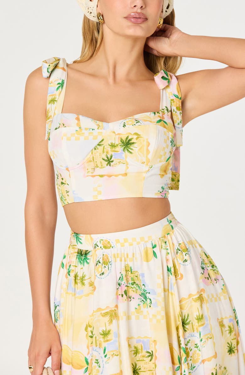 ASTR the Label Kaleigh Tropical Print Crop Top, Alternate, color, Lemon Paradise