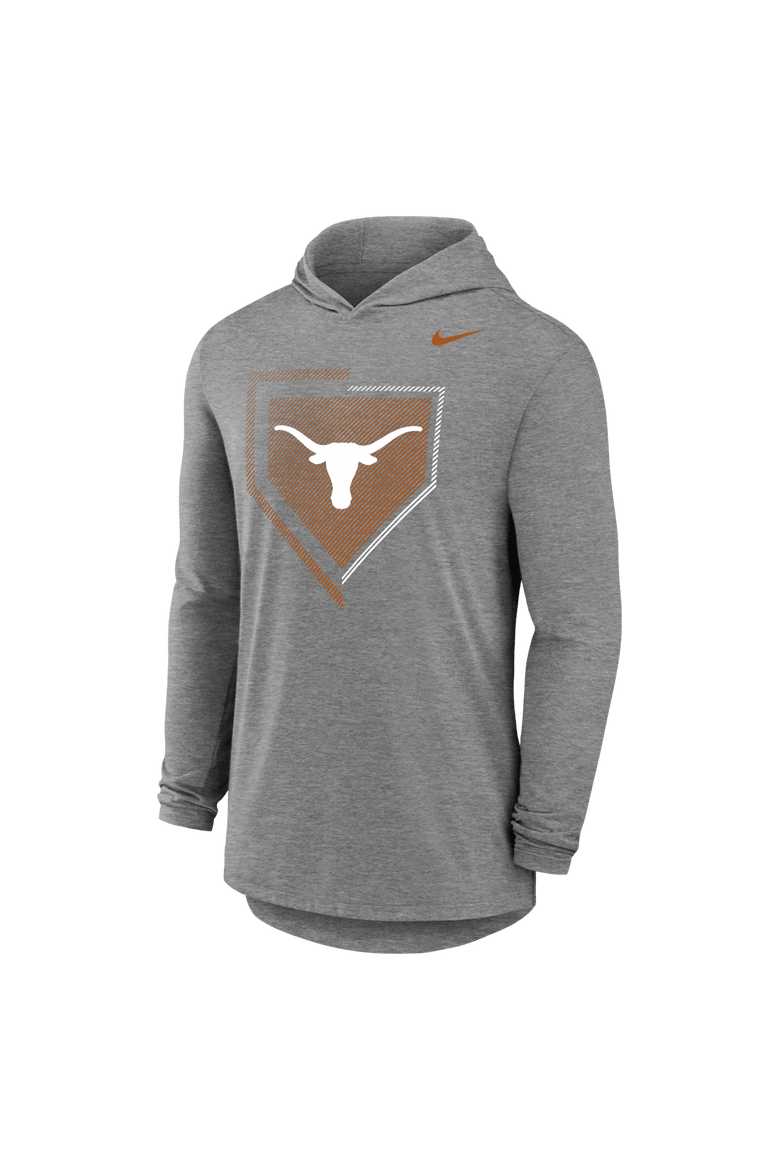 Men's Nike Gray Texas Longhorns 2026 NCAA Baseball Men's College World Series Dugout Long Sleeve Hooded T-Shirt, Main, color, Gray