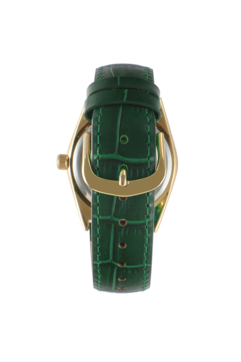 Luxury Fluted Bezel Calendar Leather Watch - 36MM, Alternate, color, Green