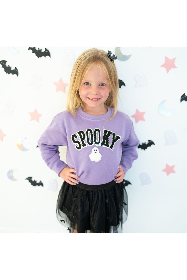Spooky Ghost Patch Halloween Sweatshirt, Alternate, color, Lavender