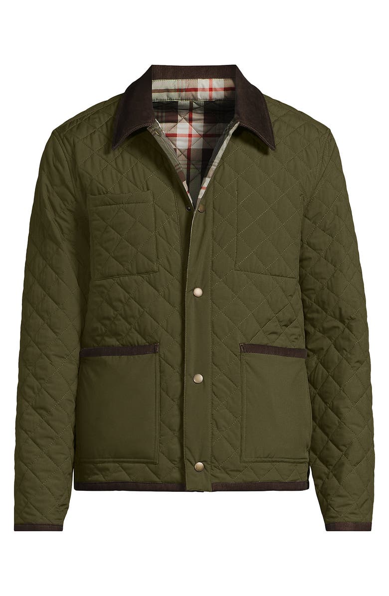 Lands' End Reversible Insulated Barn Jacket, Alternate, color, River Stone/Olive Plaid