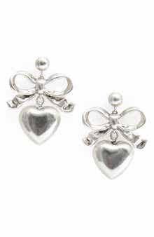 Clare V. Bow & Heart Drop Earrings