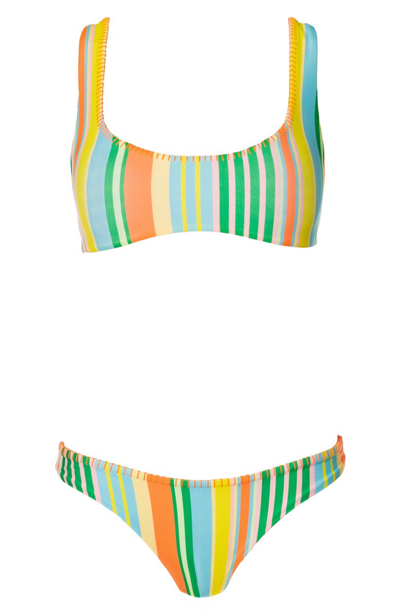 Maaji Deep Sea Lines Iconic Reversible Bikini Bottoms, Alternate, color, Open Blue