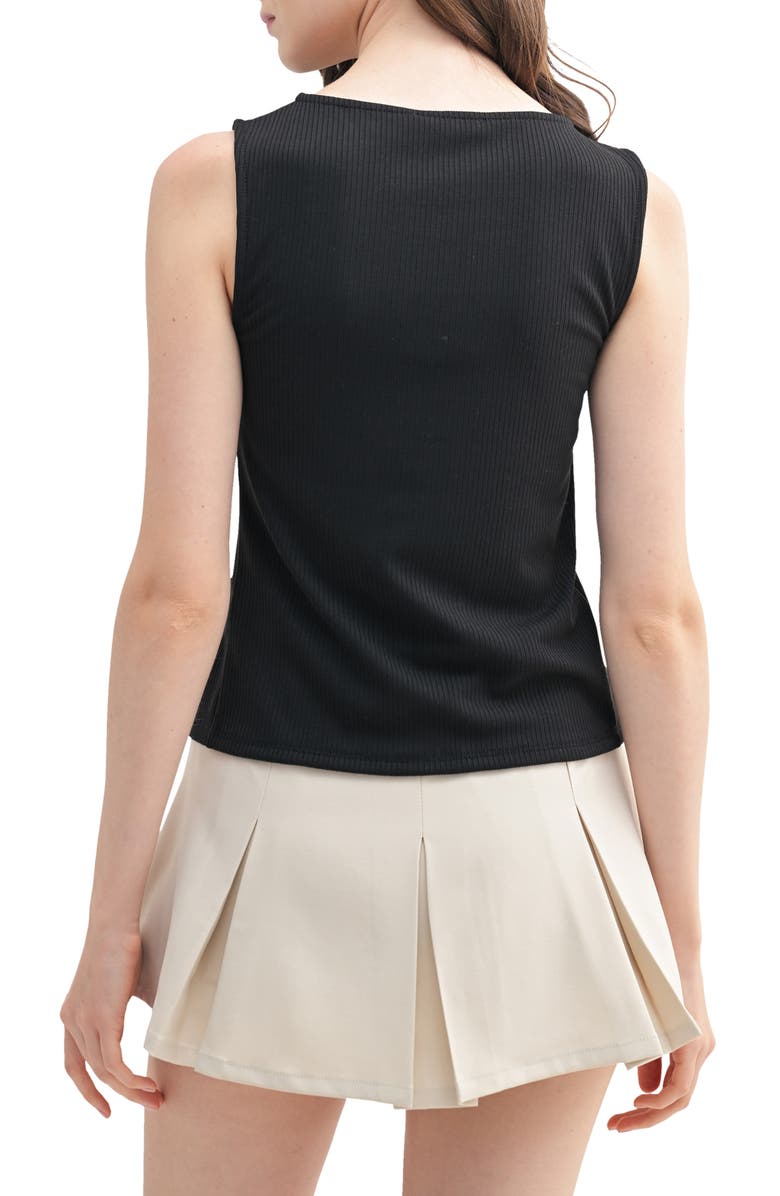 Lush Rib Sleeveless Button-Up Top, Alternate, color, Black