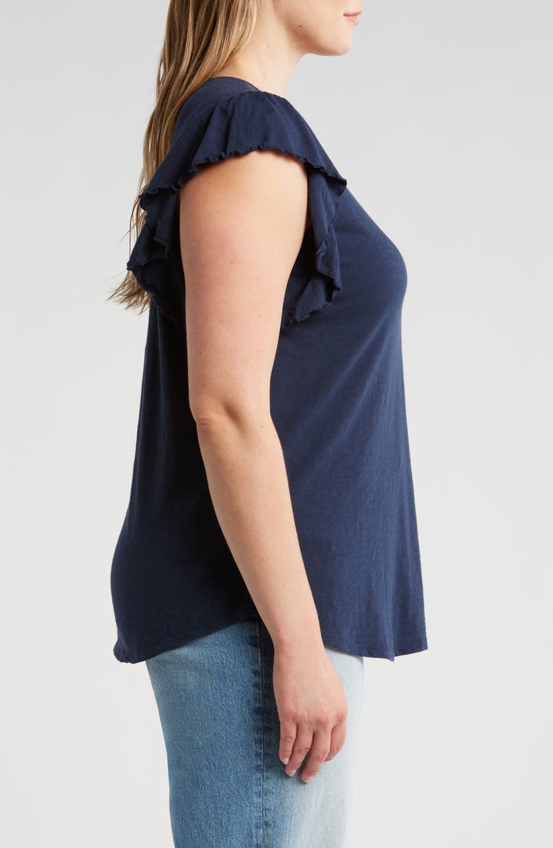 Caslon<sup>®</sup> Flutter Sleeve Cotton Slub Jersey Top, Alternate, color,