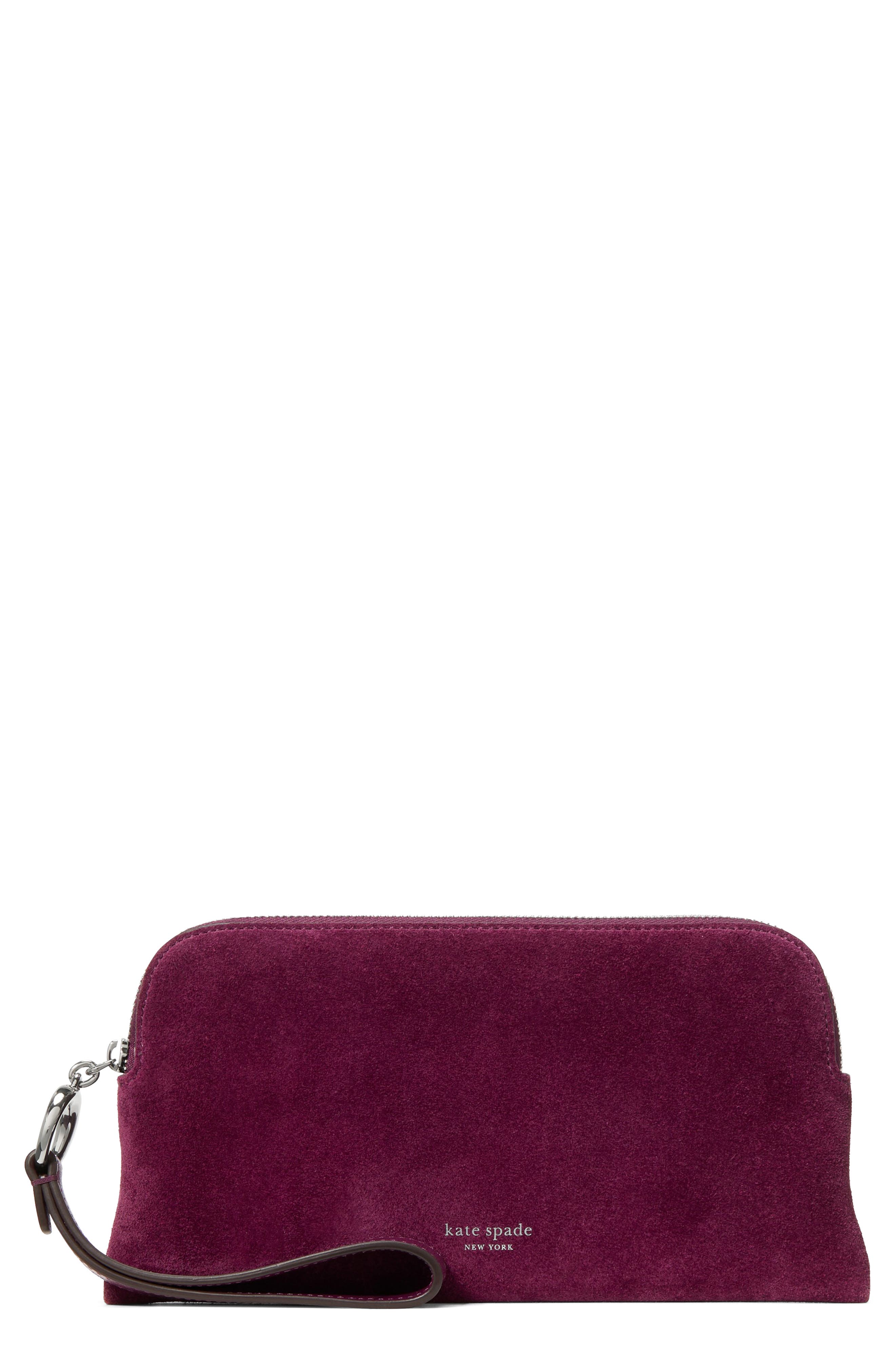 Kate Spade New York medium halo suede wristlet, Main, color, 