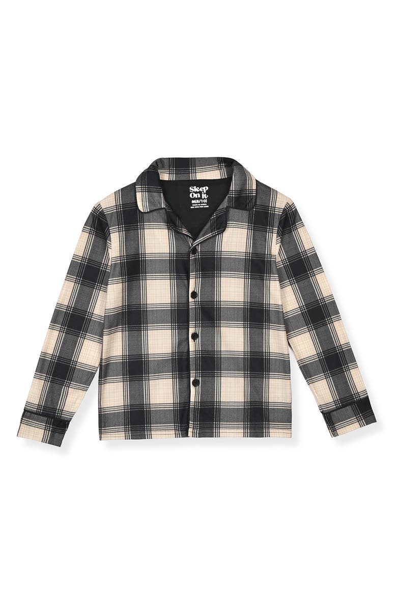 SLEEP ON IT Kids' Plaid Check Long Sleeve Pajamas, Alternate, color, Gray