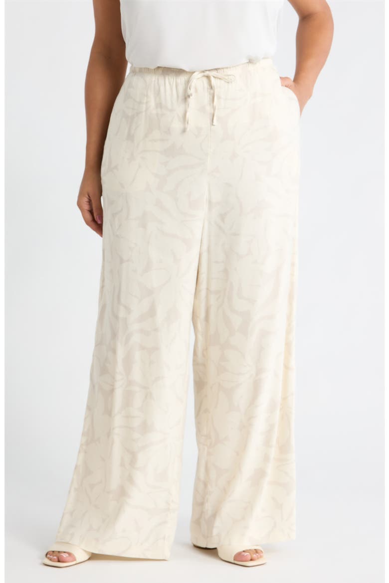 Wide Leg Linen Blend Pants, Main, color, IVORY- BEIGE FIRA BLOOM